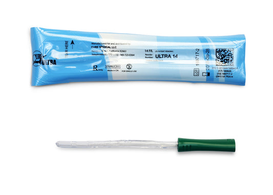 Cure Ultra Female Intermittent Catheter, 6" Straight Tip, 14 FR