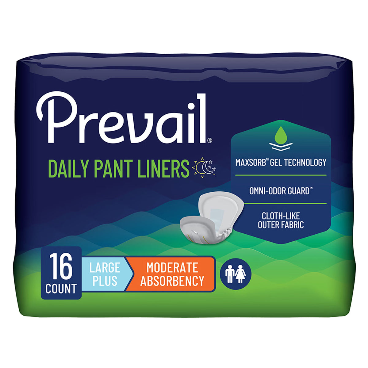 Prevail® Daily Pant Liners Moderate Absorbency Bladder Control Pad, 28 Inch, PK/16