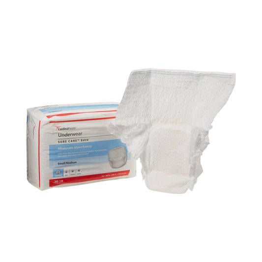 Sure Care™ Extra Moderate Absorbency Incontinence Underwear, Small / Medium, CS/80