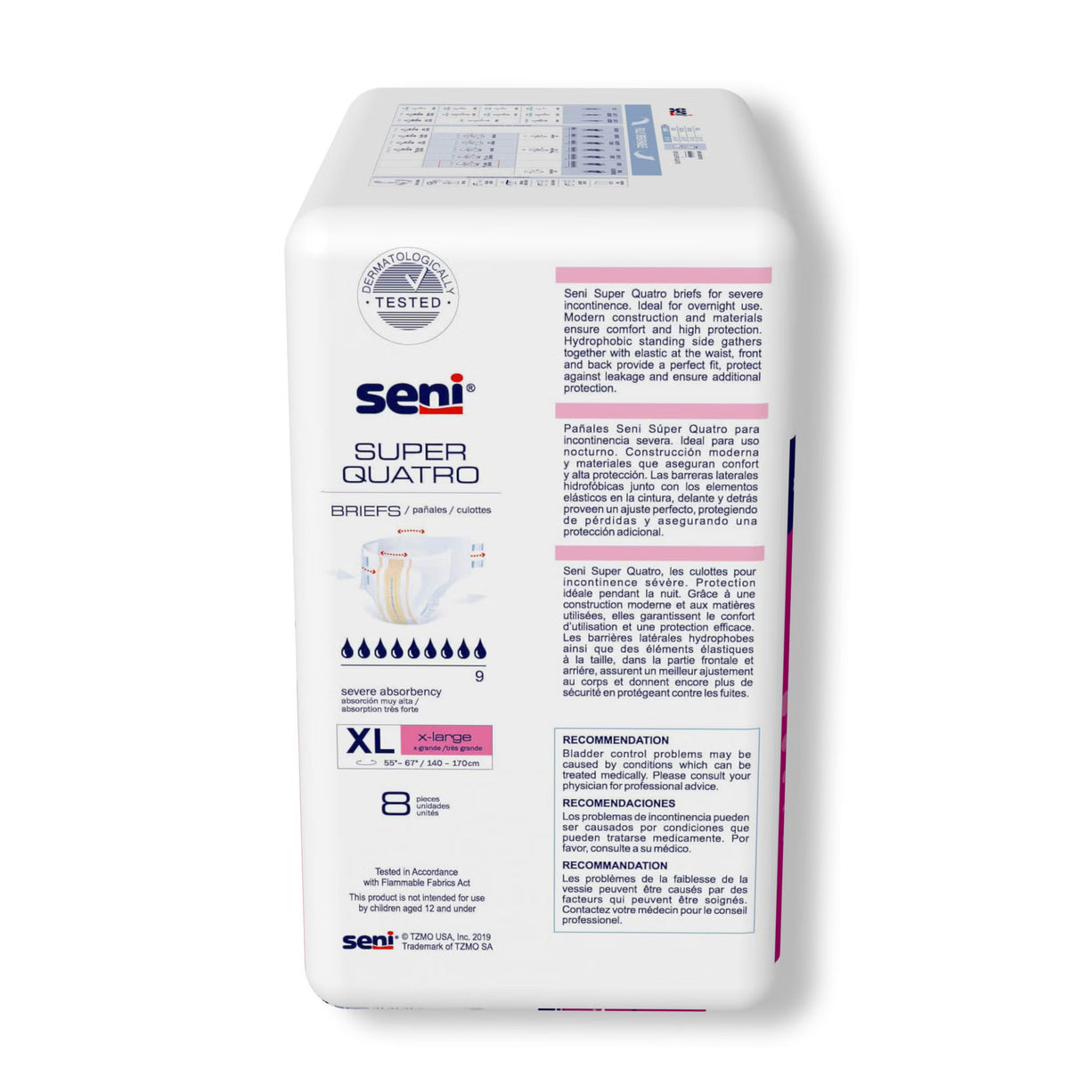 Seni® Super Quatro Severe Absorbency Incontinence Brief, Extra Large