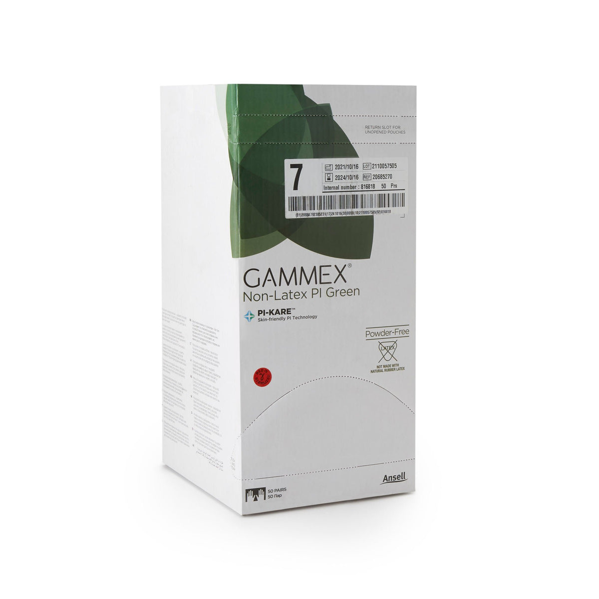 Gammex® Non-Latex PI Green Polyisoprene Surgical Glove, Size 7, Light Green