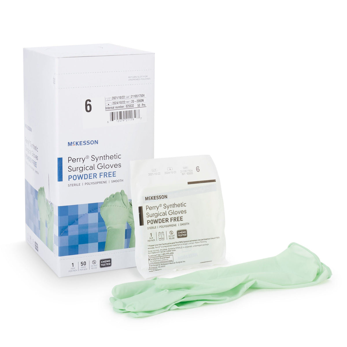McKesson Perry® Performance Plus Polyisoprene Surgical Glove, Size 6, Green, BX/50