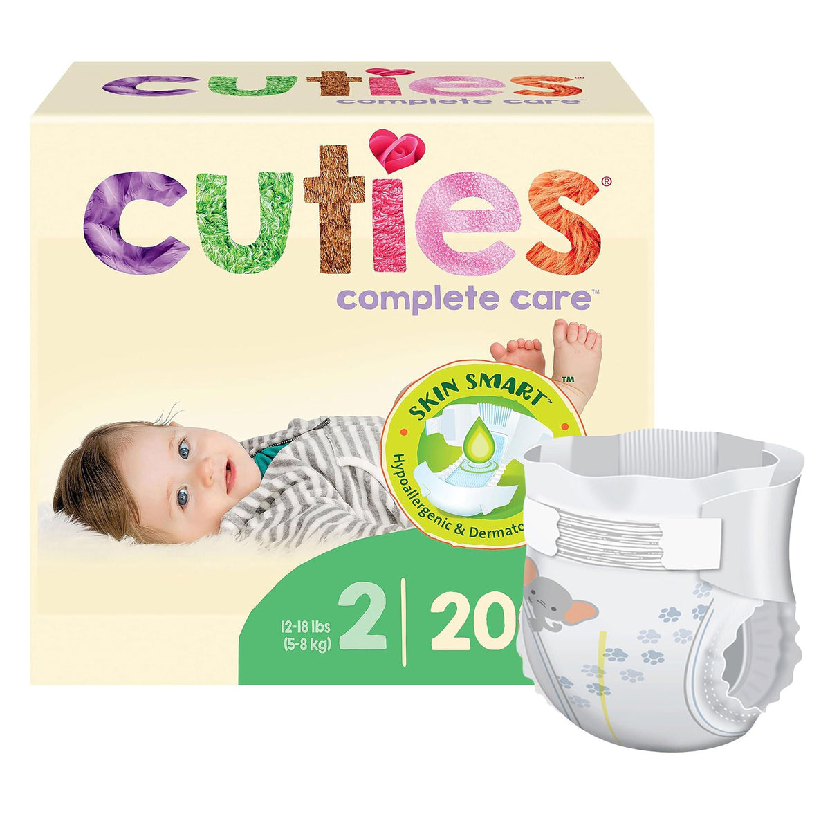 Cuties® Complete Care Diapers, Size 2, PK/25