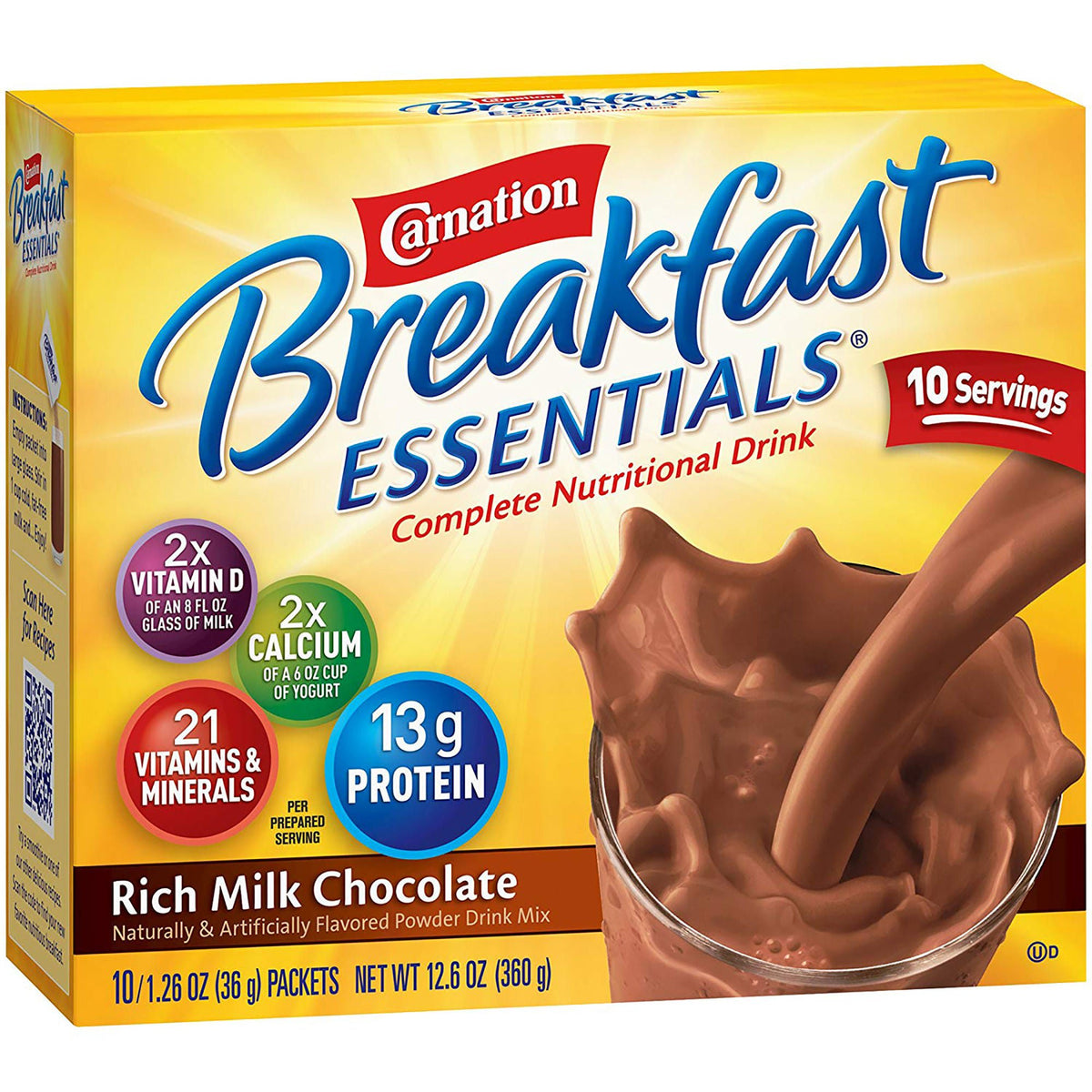 Carnation Breakfast Essentials® Chocolate Nutritional Drink, BX/10
