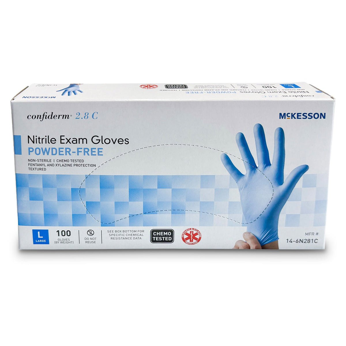 McKesson Confiderm® 2.8C Nitrile Exam Gloves, Large, Ocean Blue, CS/1000