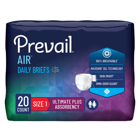 Prevail Air™ Stretchable Ultimate Plus Absorbency Briefs, Size 1, CS/80