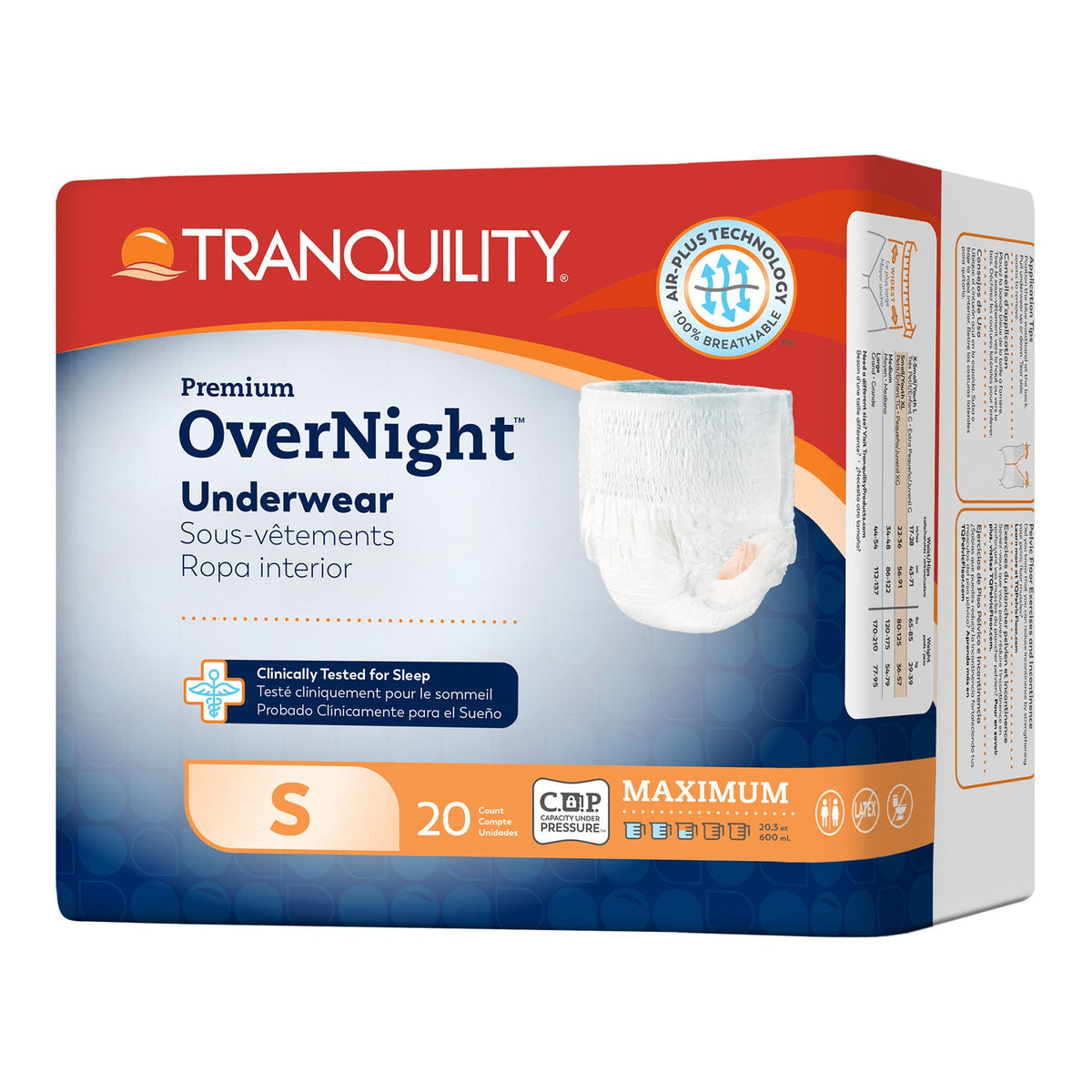 Tranquility Premium OverNight Disposable Absorbent Underwear, Small, BG/20