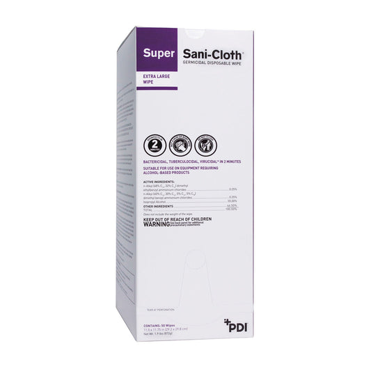 Super Sani-Cloth® Extra Large Germicidal Disinfectant Wipes, Individual Packets, CS/150
