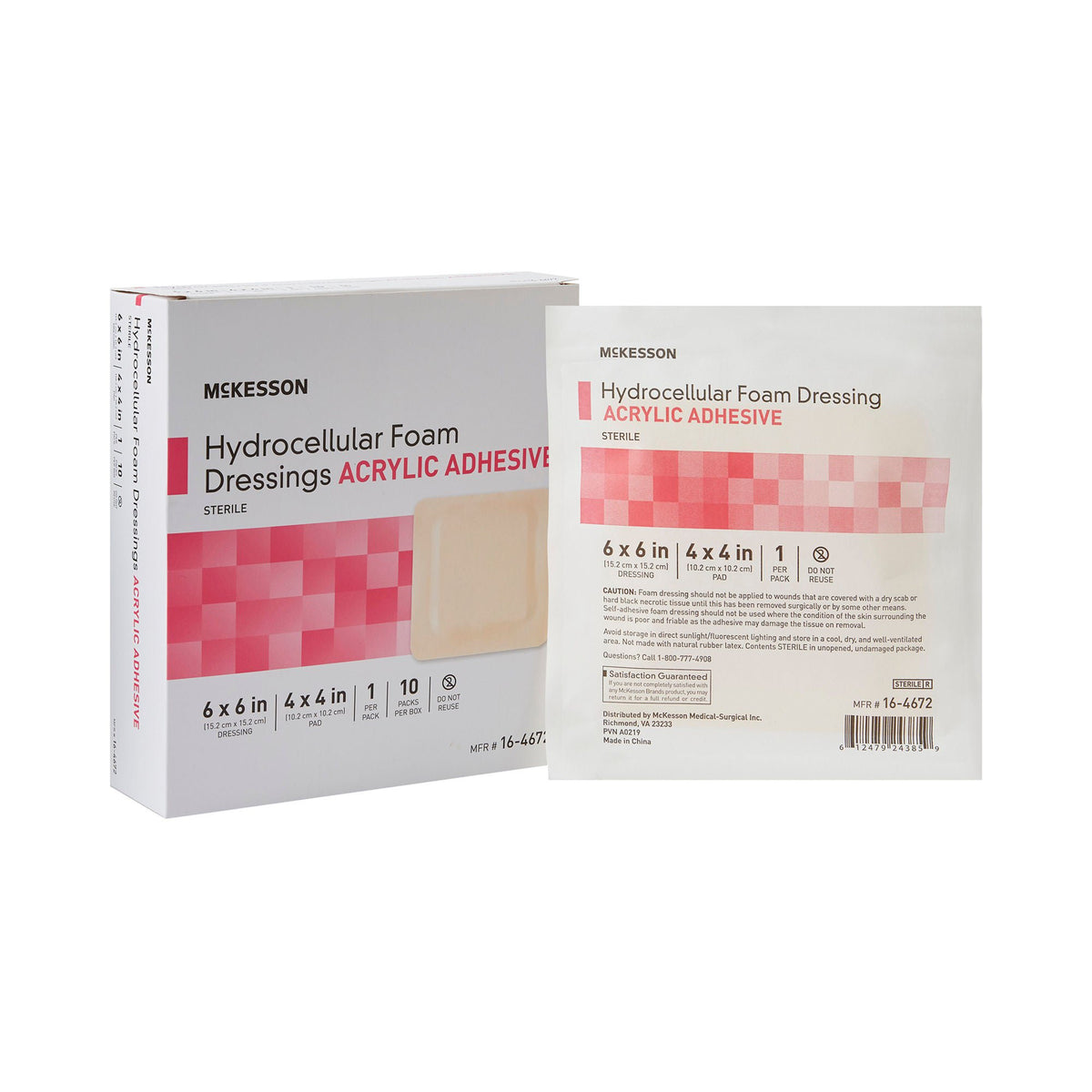 McKesson Acrylic Adhesive with Border Foam Dressing, 6 x 6 Inch, CS/100
