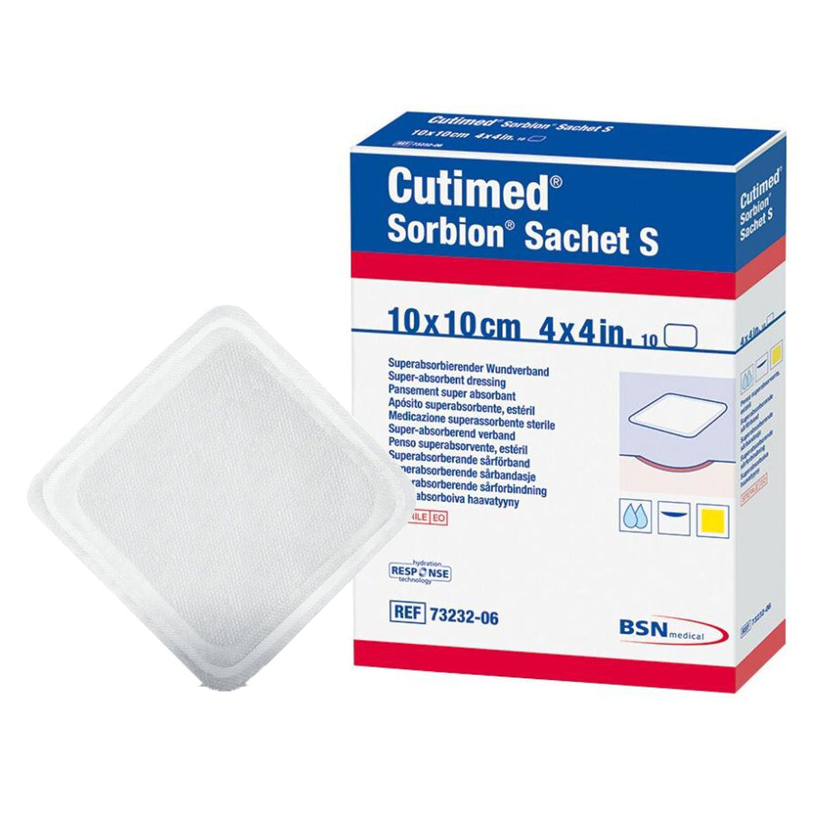 Cutimed® Sorbion® Sachet S Gelling Fiber Wound Dressing, 4 x 4 Inch, BX/10
