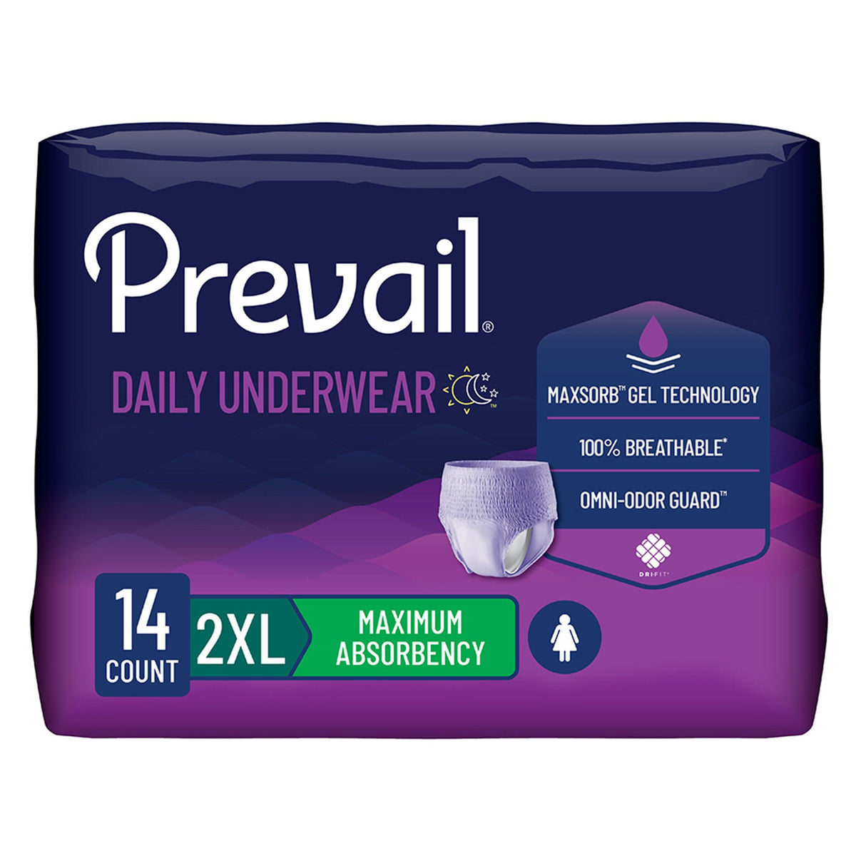 Prevail® for Women Daily Absorbent Underwear, 2X-Large, BG/14