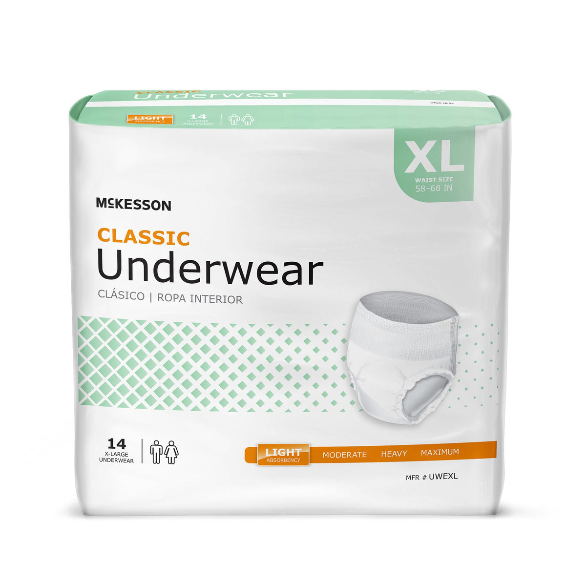 McKesson Classic Light Absorbency Incontinence Underwear, Extra Large, BG/1