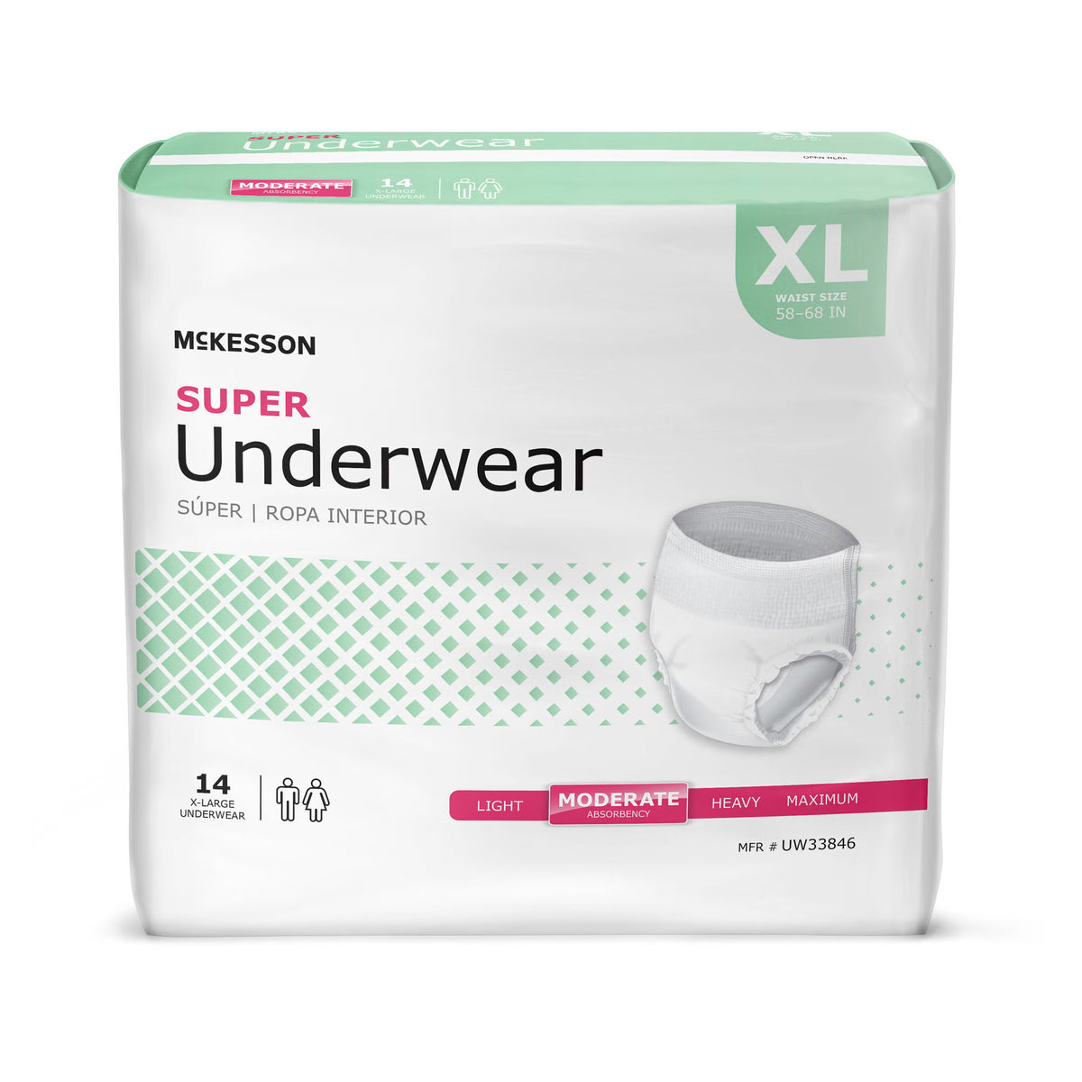 McKesson Super Moderate Absorbency Incontinence Underwear, Extra Large, BG/14