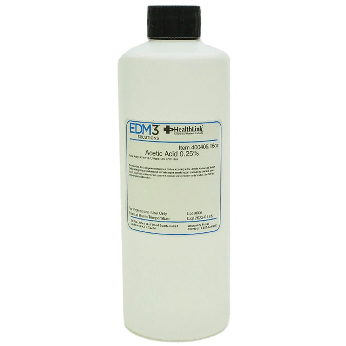 Healthlink 0.25% Acetic Acid Chemistry Reagent, 16-ounce bottle, EA/1