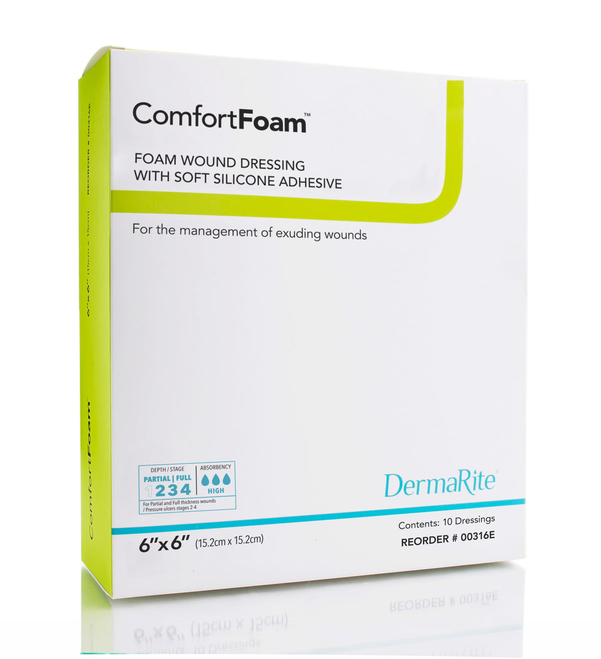 ComfortFoam Self-Adherent Soft Silicone Foam Dressing, Non-Border 6" x 6", EA/1