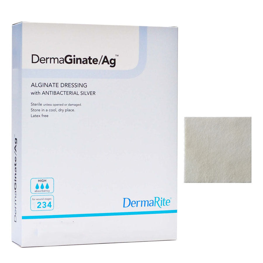 DermaGinate Ag Alginate Wound Dressing with Antibacterial Silver, 4" x 8", EA/1