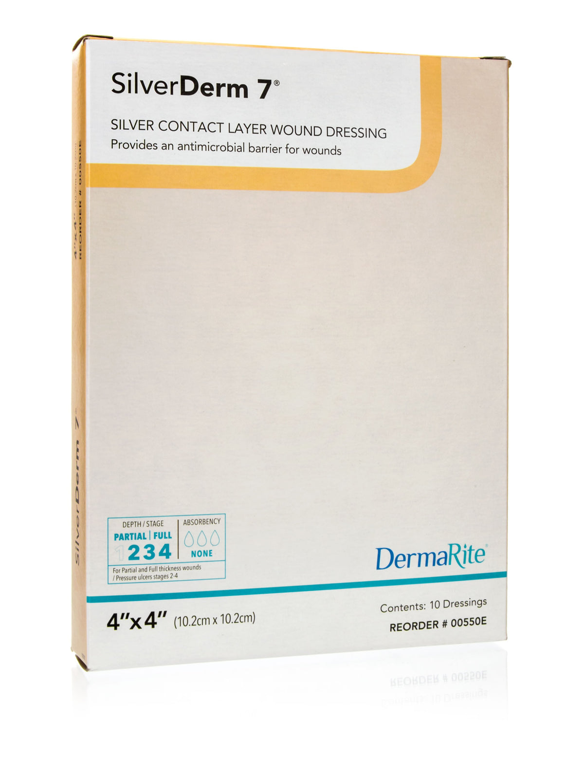 SilverDerm 7 Silver Contact Layer Dressing, 4" x 4"