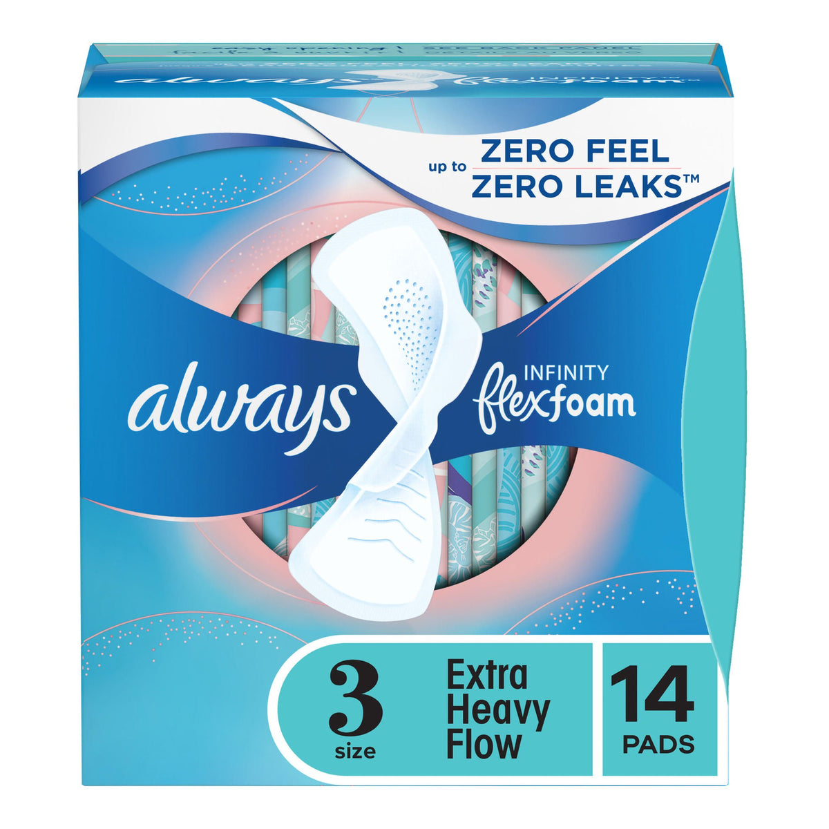 Always® Infinity Extra Heavy Flow Pads with Wings, Size 3, BX/14