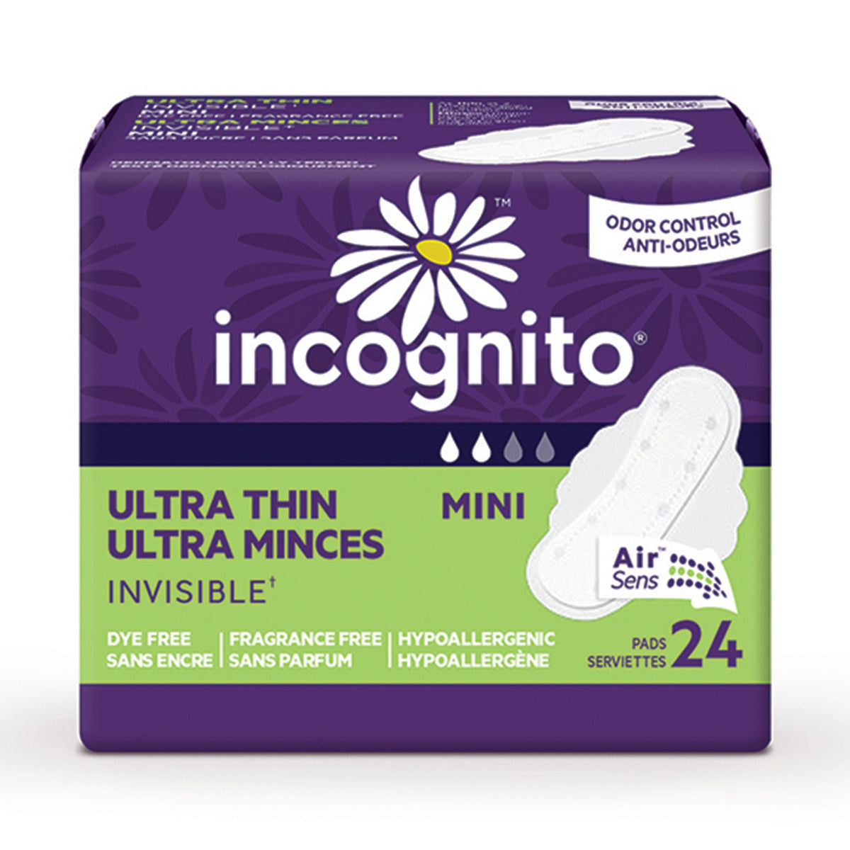 PAD, MAXI W/WINGS INCOGNITO ULTR THIN UNSCNTD (24/BG 6BG/CS), CS/144