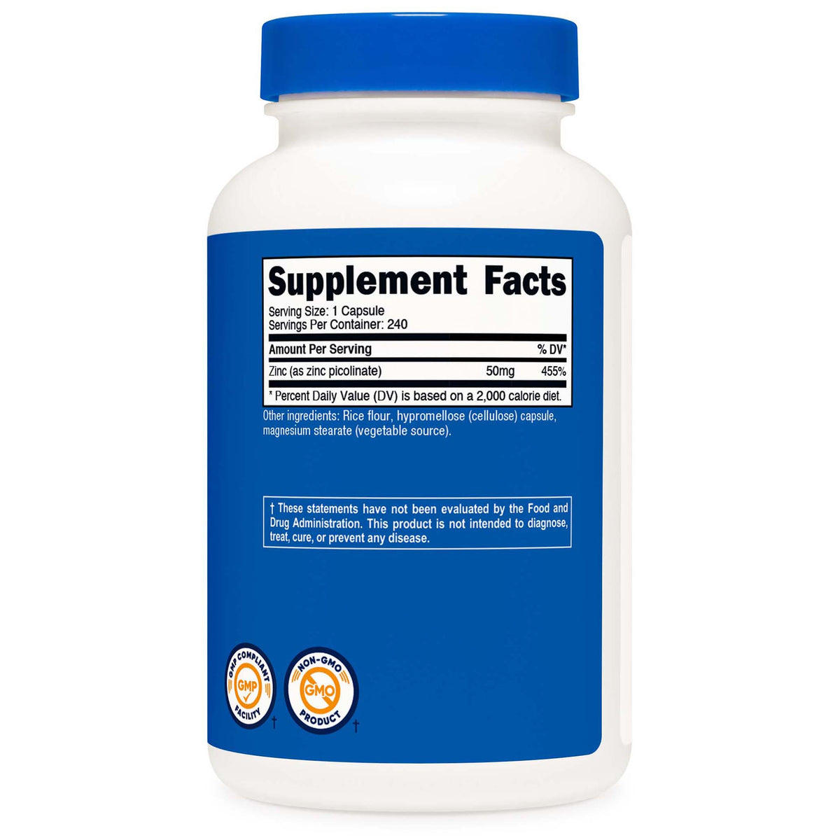 Dietary Supplement nutricost® Zinc Picolinate 50 mg Strength Capsule 240 Per Bottle
