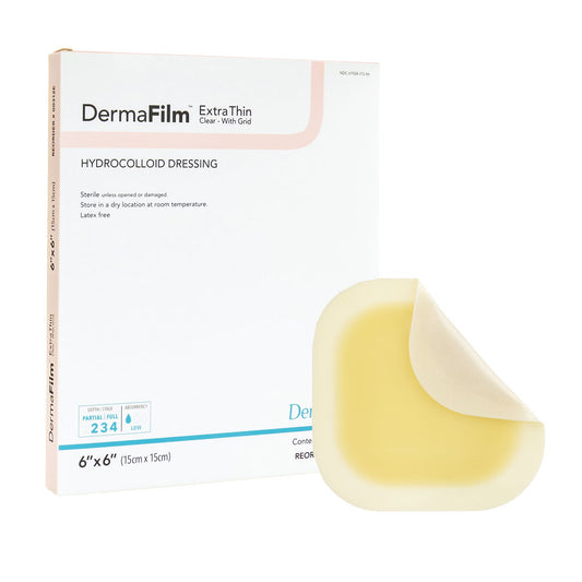 DermaFilm® Thin with Border Hydrocolloid Dressing, 6 x 6 Inch, BX/5