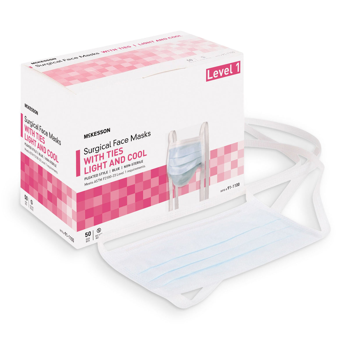McKesson Classic Style Light & Cool Surgical Mask, Blue, BX/50