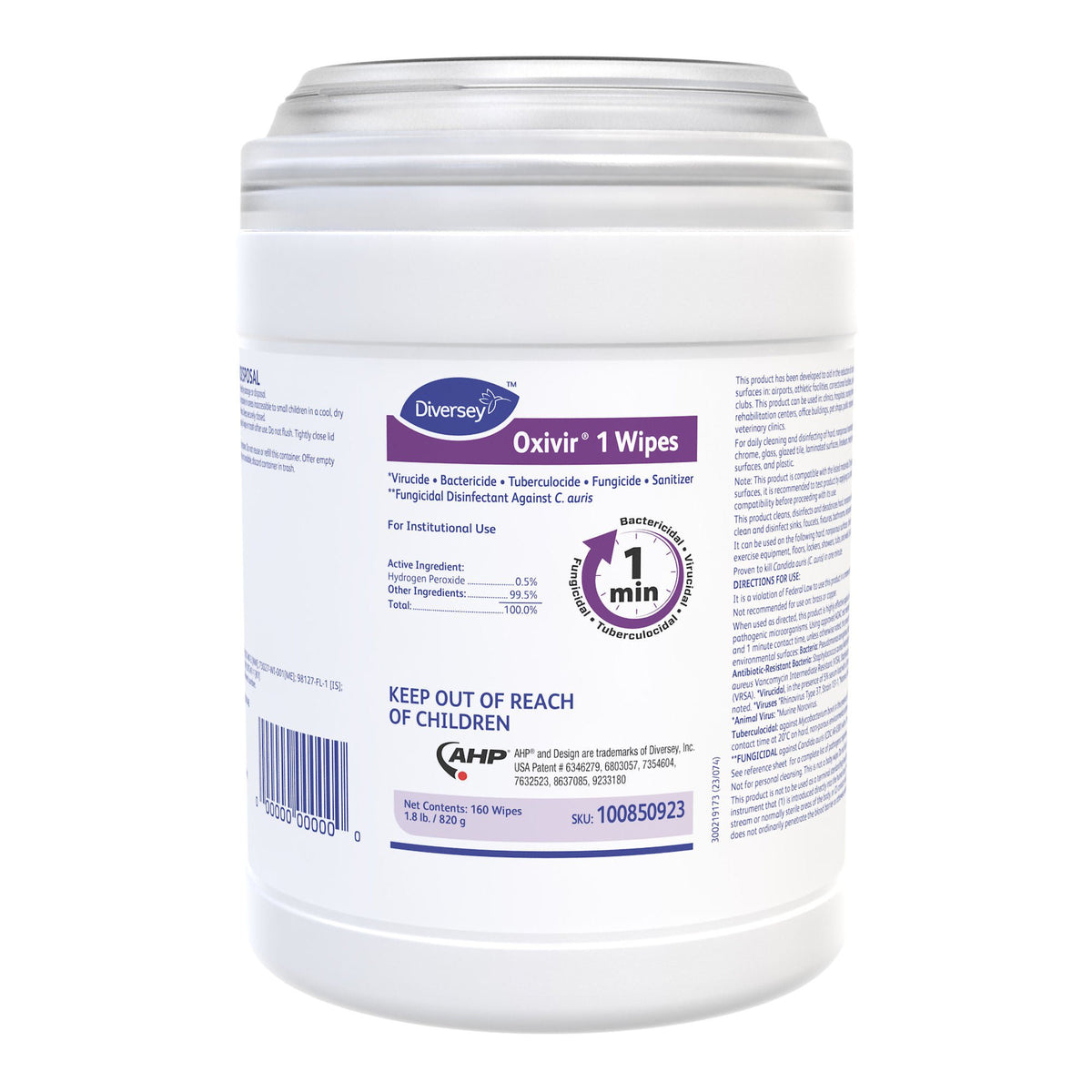 Oxivir® 1 Surface Disinfectant Cleaner Wipes, Canister, 160 ct., CT/1
