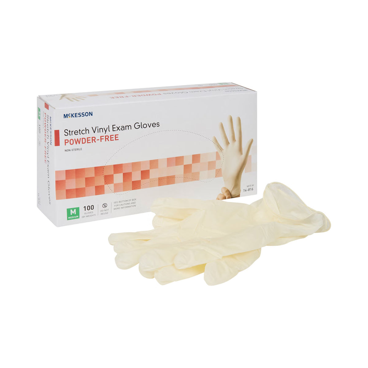 McKesson Stretch Vinyl Exam Glove, Medium, Ivory, BX/100