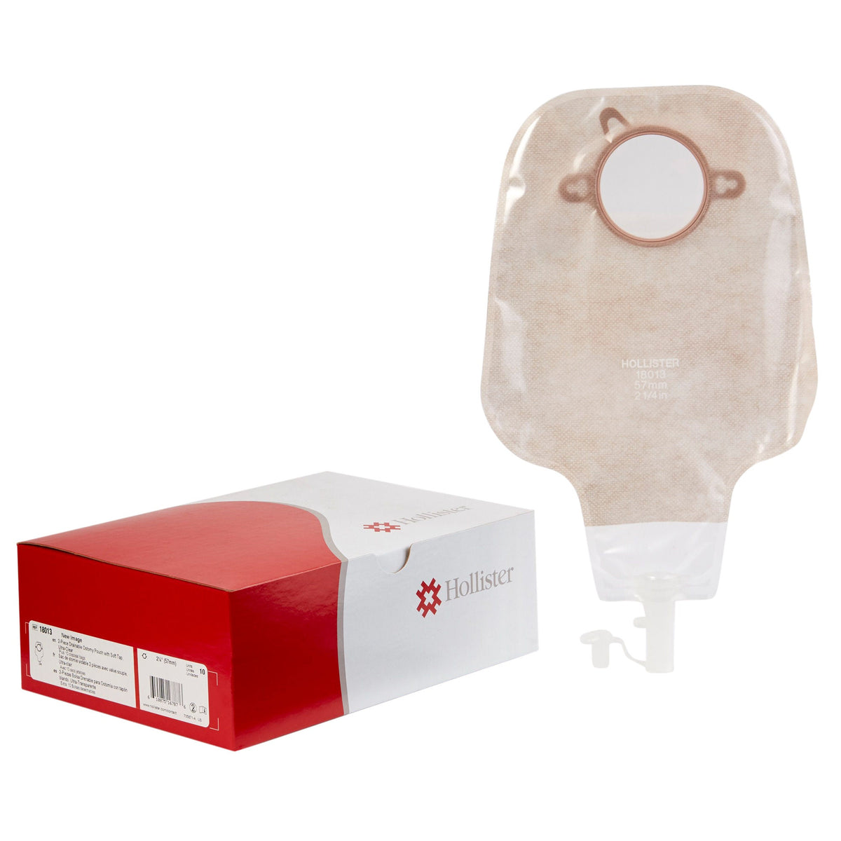New Image™ 18013 2-Piece Ultra Clear Ostomy Pouch, Pre-cut to Fit 57 mm, Red, EA/1