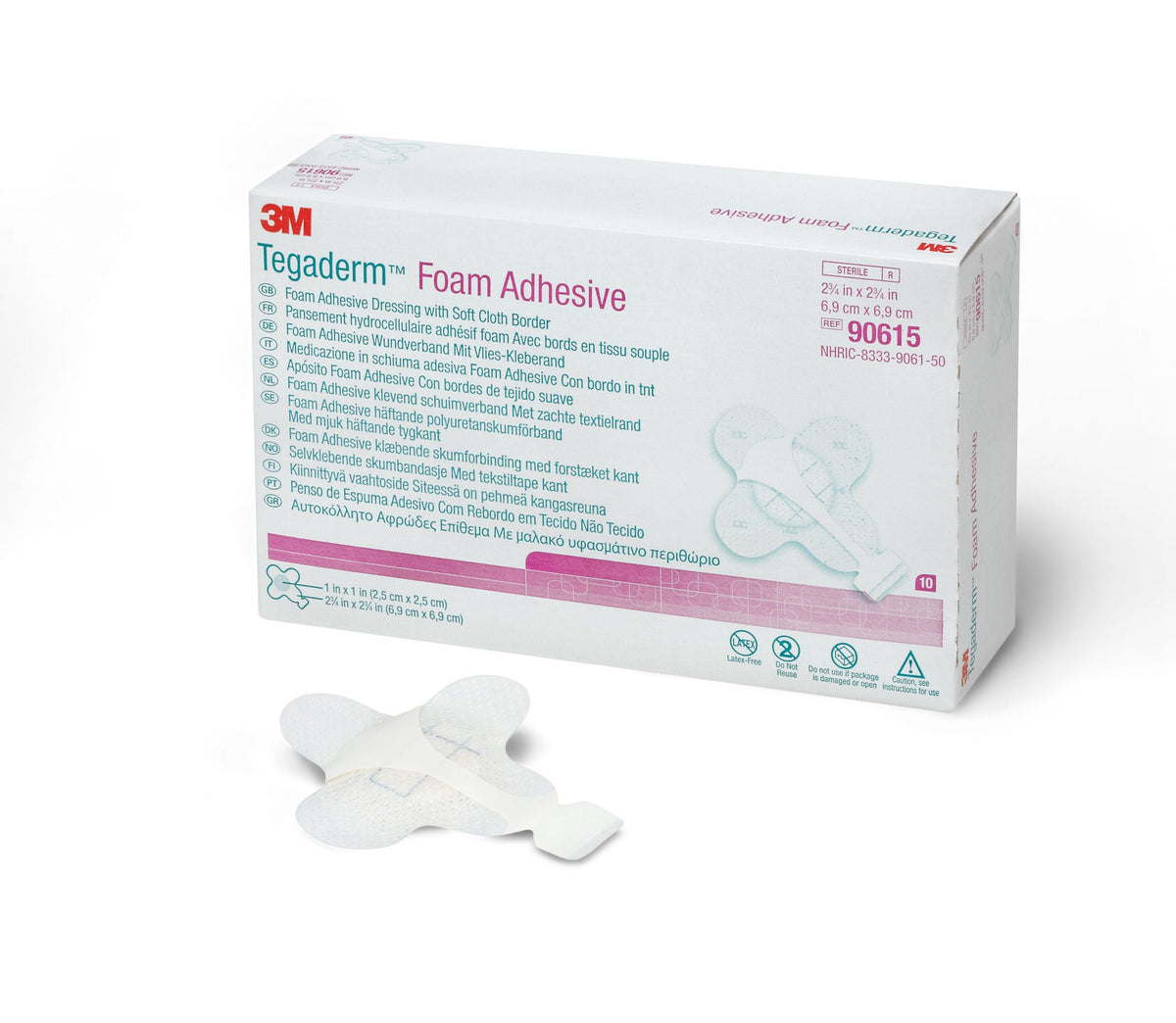 3M™ Tegaderm™ High Performance Adhesive with Border Foam Dressing, 2¾ x 2¾ Inch, BX/10
