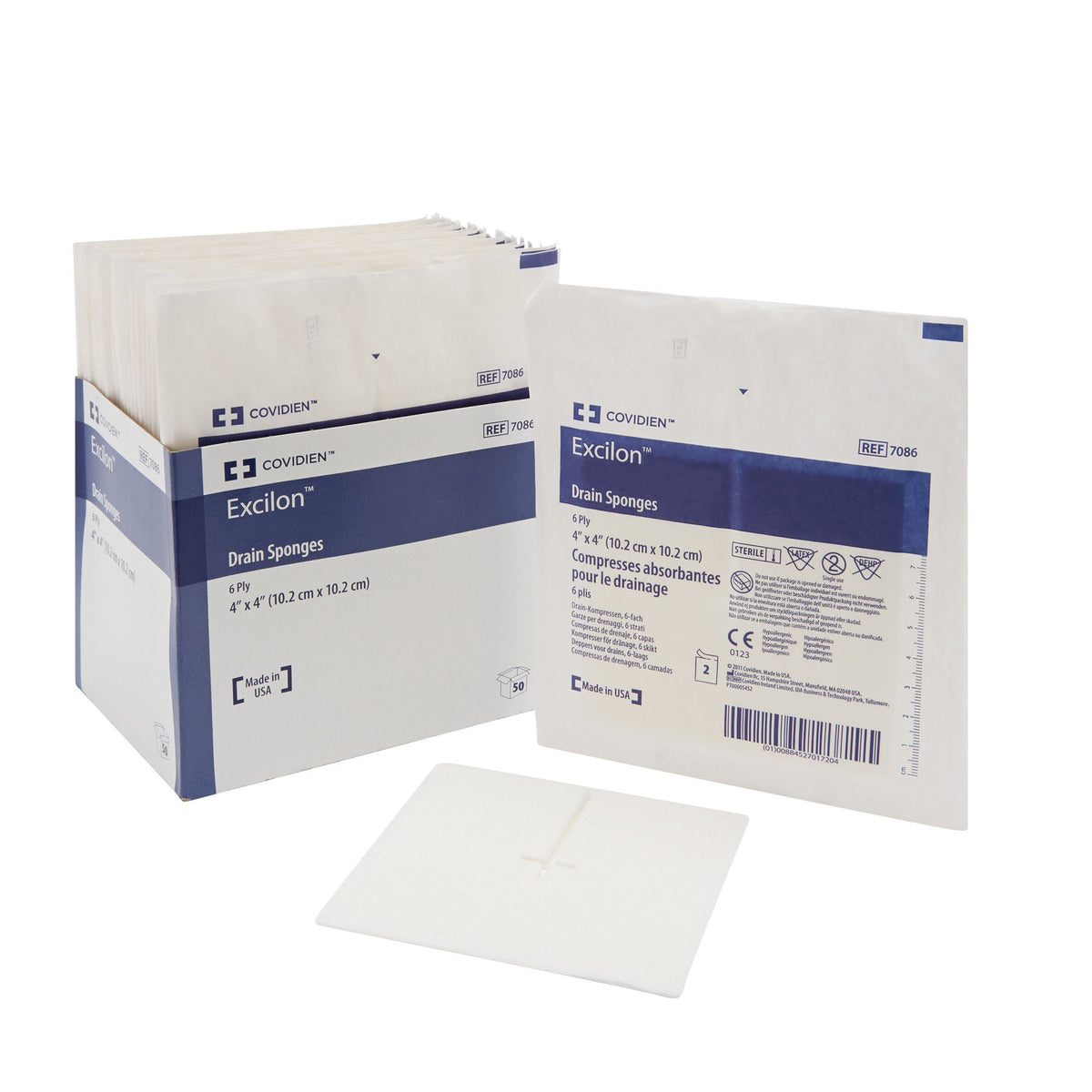 Excilon™ I.V. / Drain Split Dressing, 4 x 4 Inch, 6-Ply, TR/25