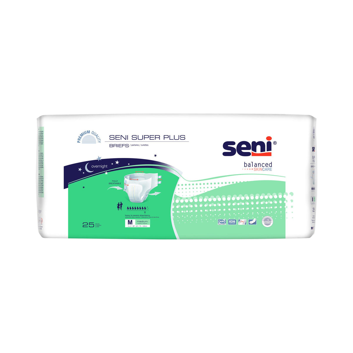 Seni® Super Plus Overnight Heavy to Severe Absorbency Incontinence Brief, Medium, PK/25