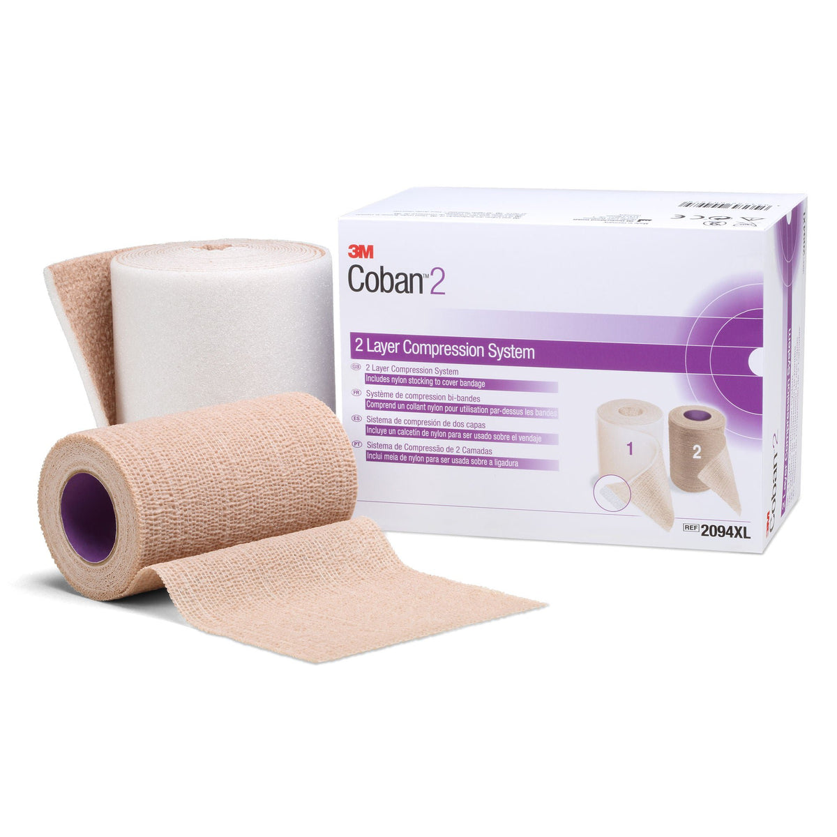 3M™ Coban™ 2 Self-adherent / Pull On Closure 2-Layer Compression Bandage System, CS/8