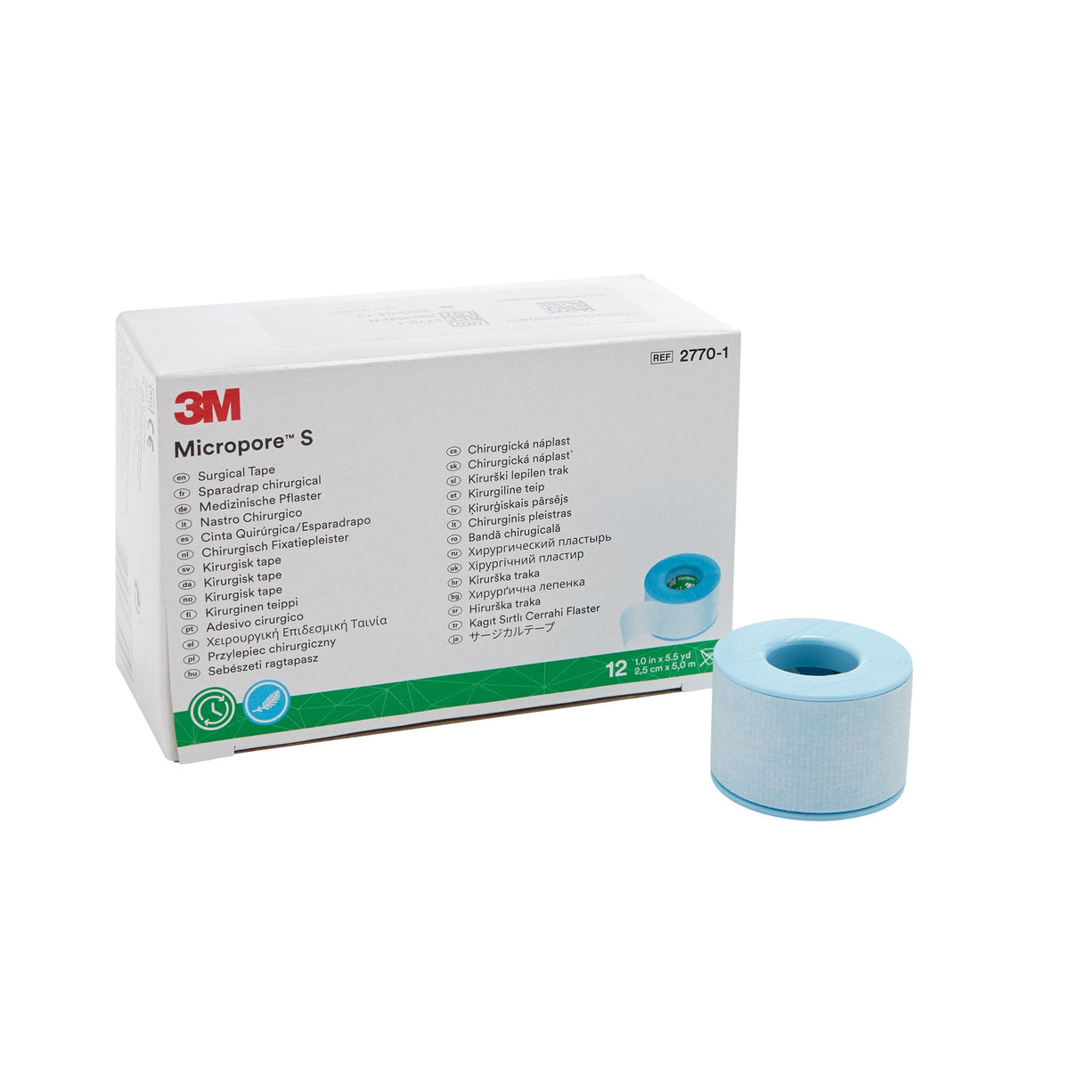 3M™ Micropore™ S Silicone Medical Tape, 1 Inch x 5-1/2 Yard, Blue, RL/1