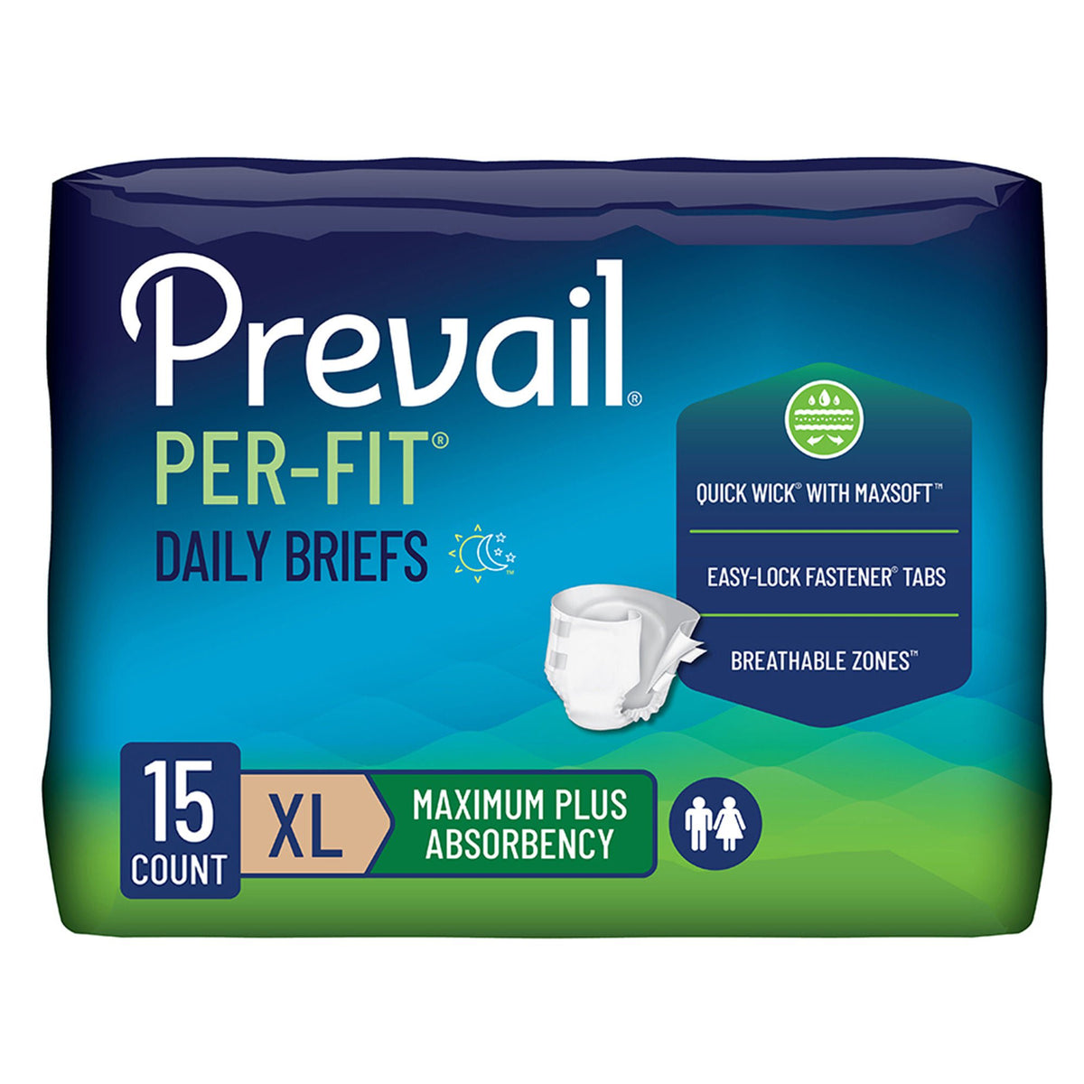 Prevail® Per-Fit® Maximum Incontinence Brief, Extra Large, BG/15