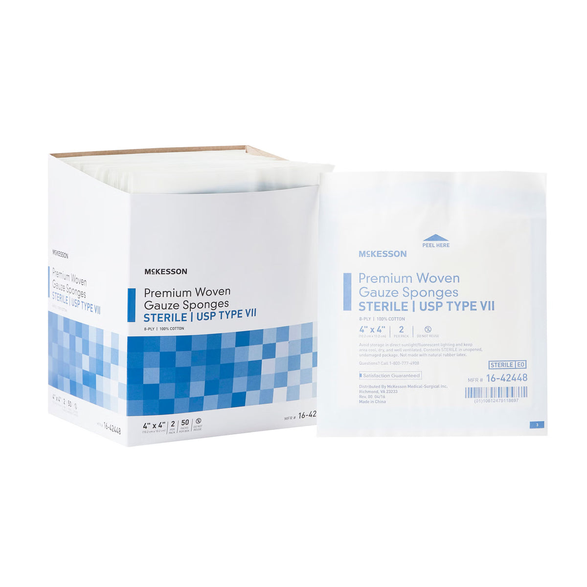 McKesson Sterile USP Type VII Gauze Sponge, 4 x 4 Inch, Eight Ply, BX/50