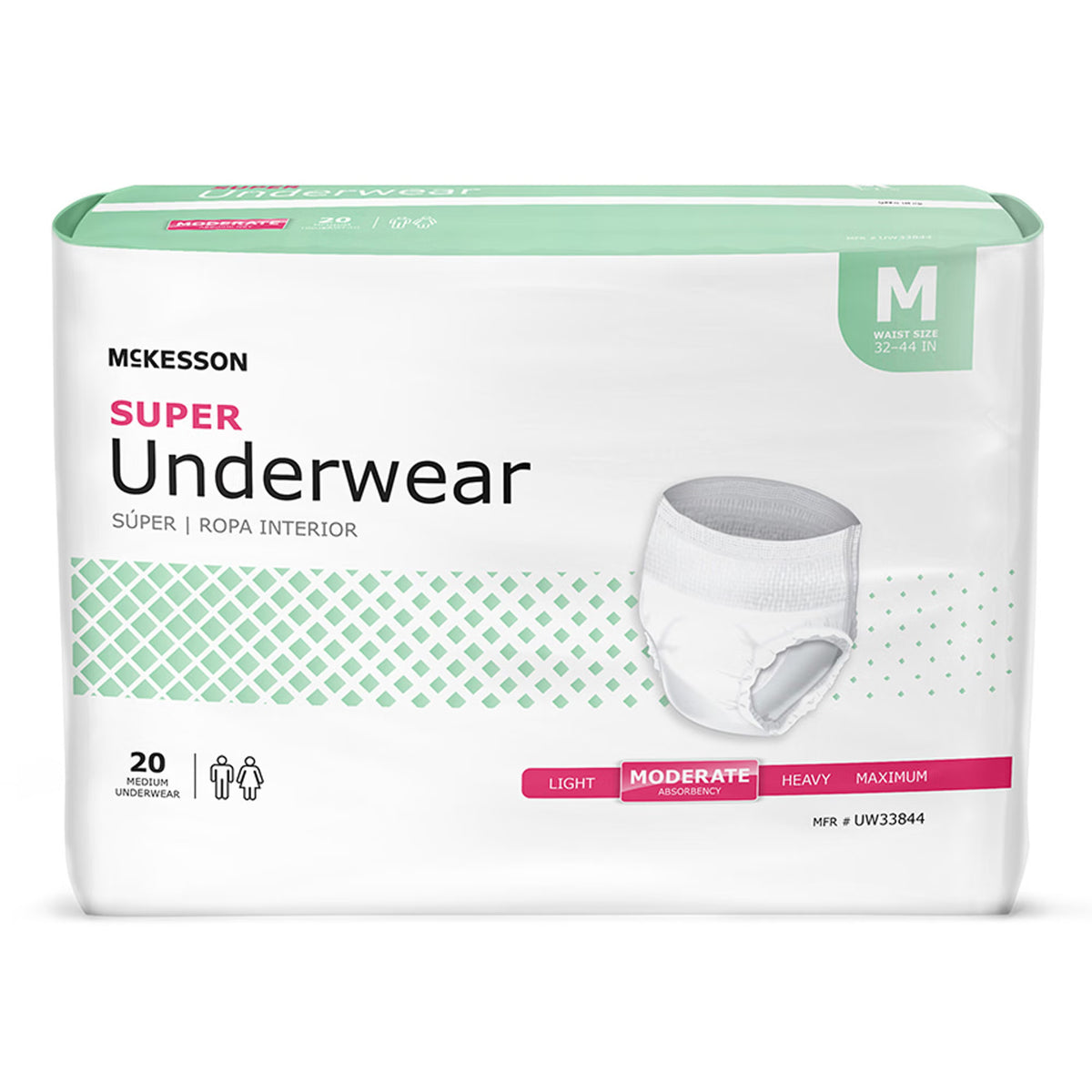 McKesson Super Moderate Absorbency Incontinence Underwear, Medium, BG/20