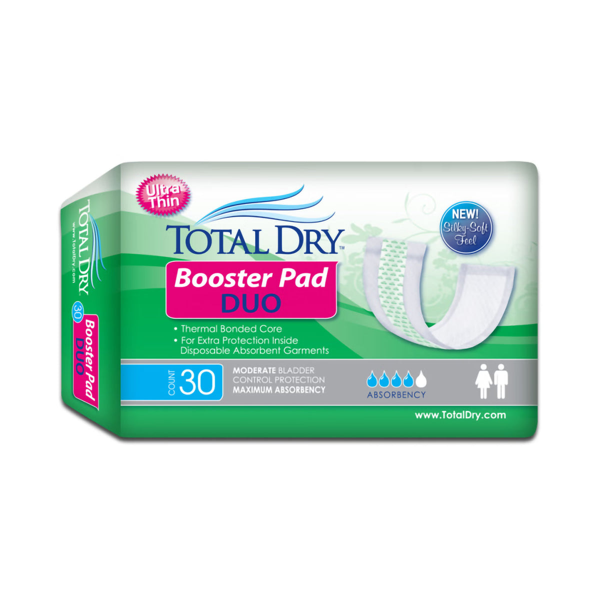 TotalDry™ Duo Maximum Absorbency Incontinence Booster Pad, 12-Inch Length, BG/30