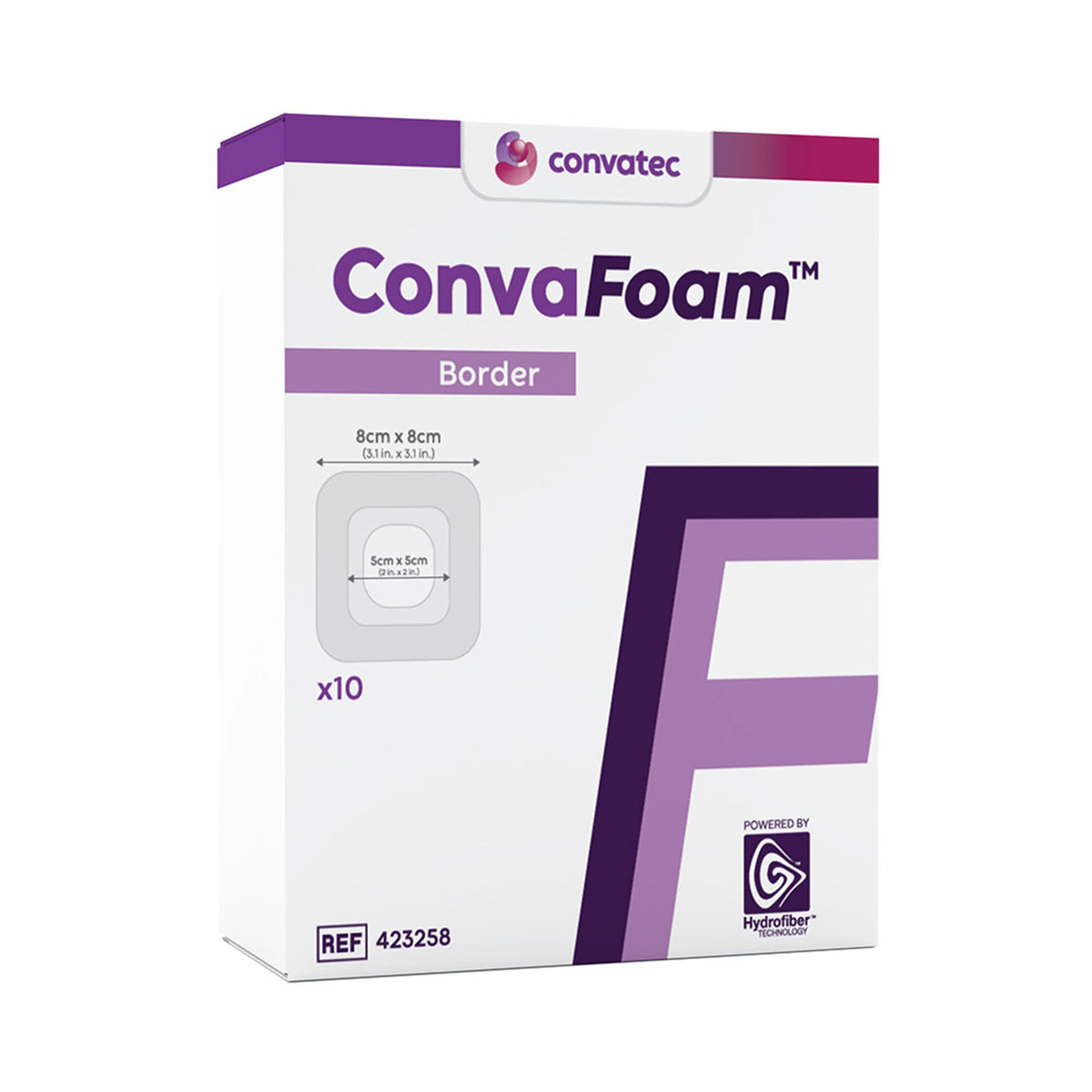 ConvaFoam™ Border Silicone Adhesive Foam Dressing, 8 x 8 Centimeter, BX/10