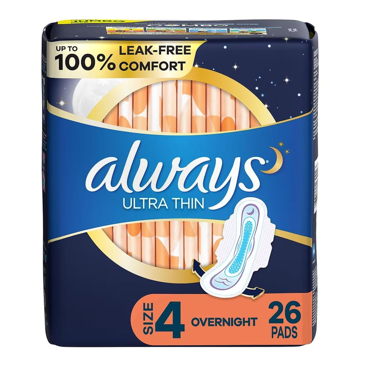 Always® Ultra Thin Pads Size 4 Overnight with Flexi-Wings, CS/156