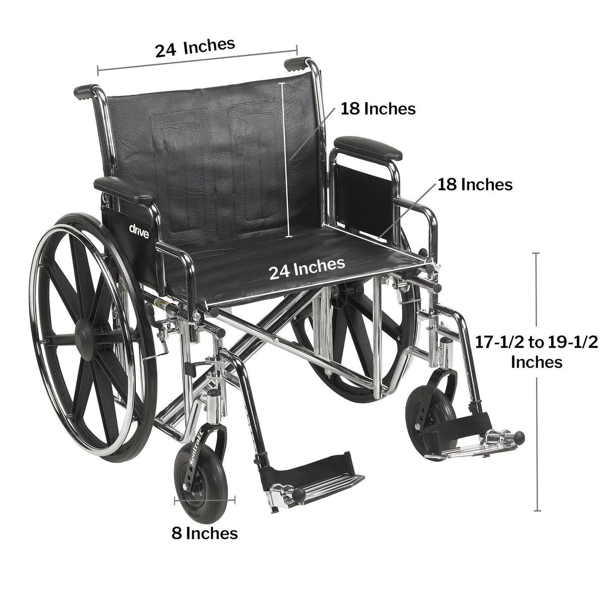 McKesson Bariatric Wheelchair, 24-Inch Seat Width
