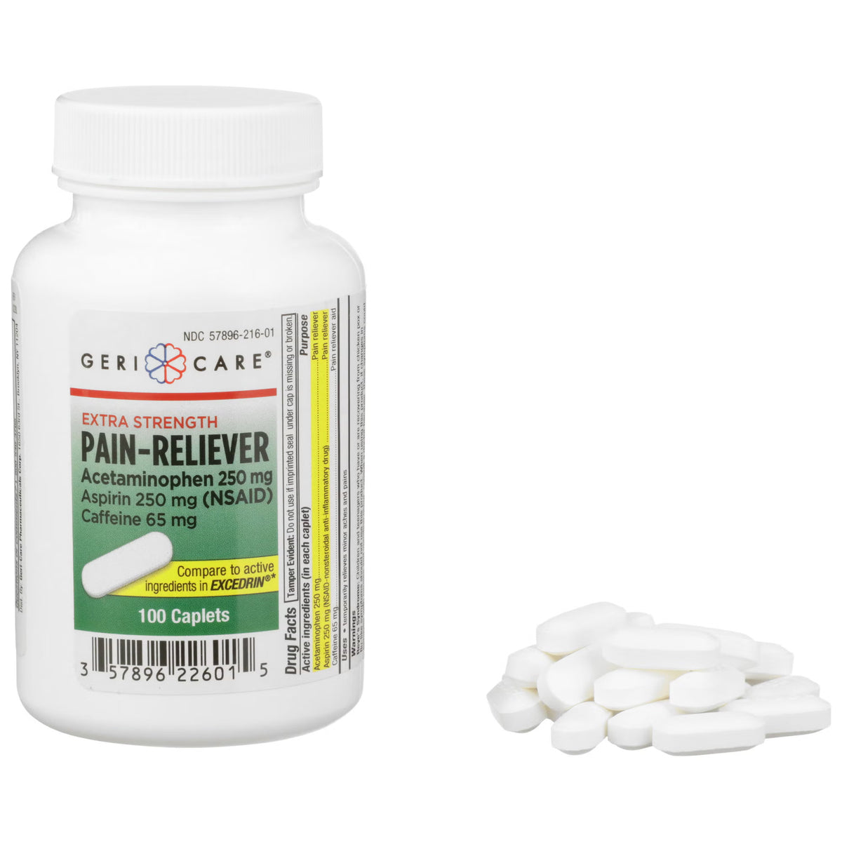 Geri-Care® Acetaminophen / Aspirin / Caffeine Pain Relief, BT/100