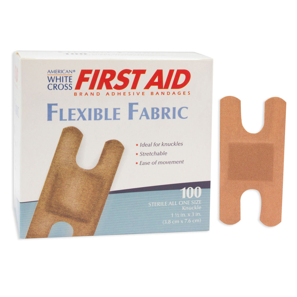 American® White Cross Adhesive Strip, 1-1/2 x 3 Inch, BX/100