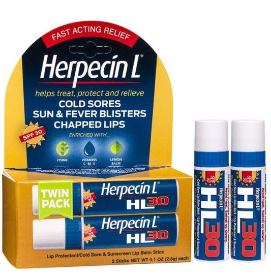 Herpecin-L Lip Protectant Cold Sore & Sunscreen Lip Balm, Twin-Pack