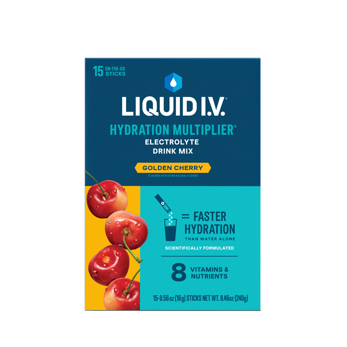 Liquid IV Electrolyte Drink Mix, Golden Cherry, 15 ct, BX/15