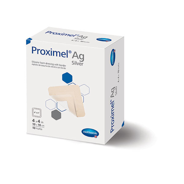 Proximel Ag Silicone Foam Dressing with Border, 4" x 4", EA/1