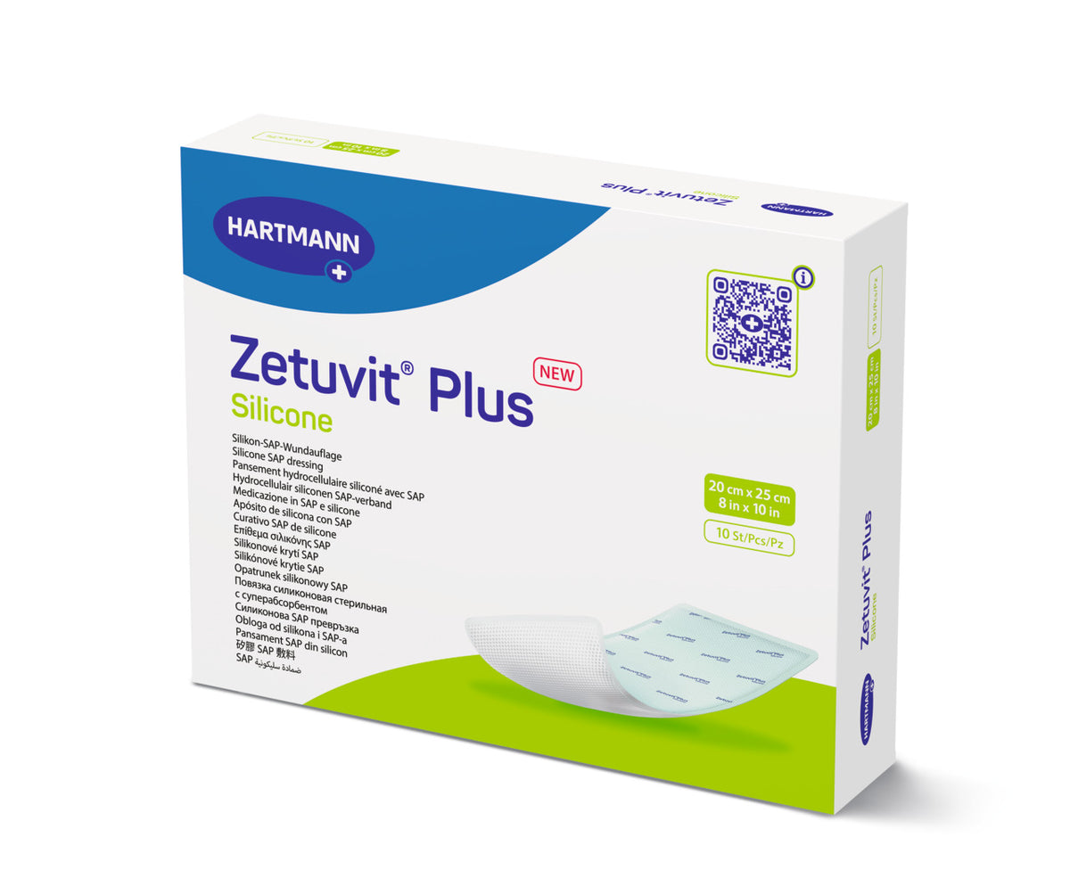 Zetuvit Plus Silicone Non-Border Superabsorbent Dressing, 8" x 10" - REPLACES EV413118