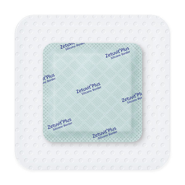 Zetuvit Plus Silicone Border Superabsorbent SAP Dressing with Silicone Adhesive, 4" x 4" - REPLACES EV413119