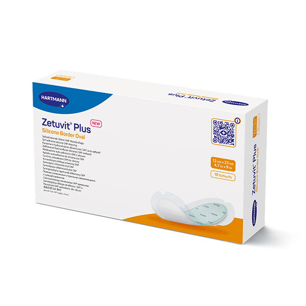 Zetuvit Plus Silicone Border Oval SAP Dressing with Silicone adhesive, 4.7" x 9", EA/1
