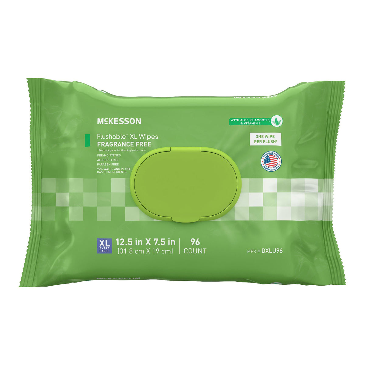 McKesson Flushable* Wet Wipes XL - Unscented, 96 Wet Wipes per Pack, PK/96